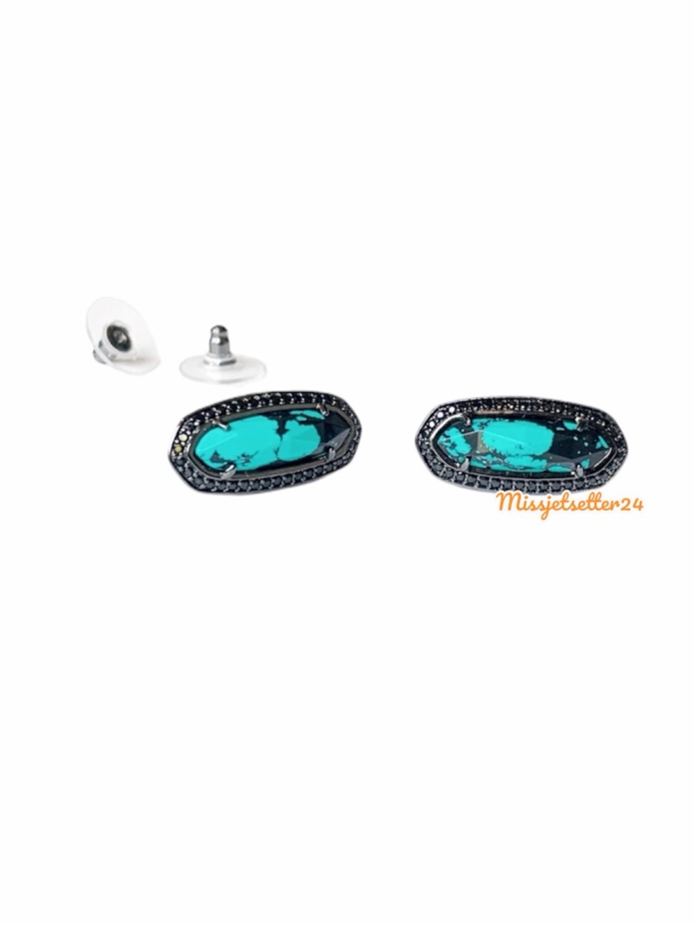 Kendra Scott Aston Stud Earrings in Variegated Teal Magnesite NEW